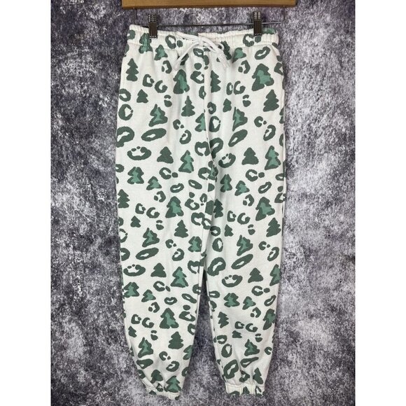 Mighty Fine Pants - Mighty Fine Green White Leopard Cheetah Joggers Sweatpants lounge Women's XS